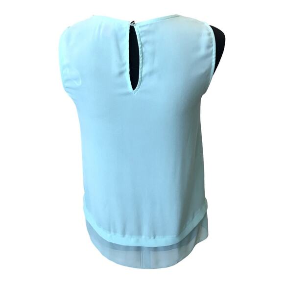 New ~ VINCE CAMUTO ~ Aqua Layered Keyhole-back Sleeveless Blouse~ XXS - Picture 2 of 6